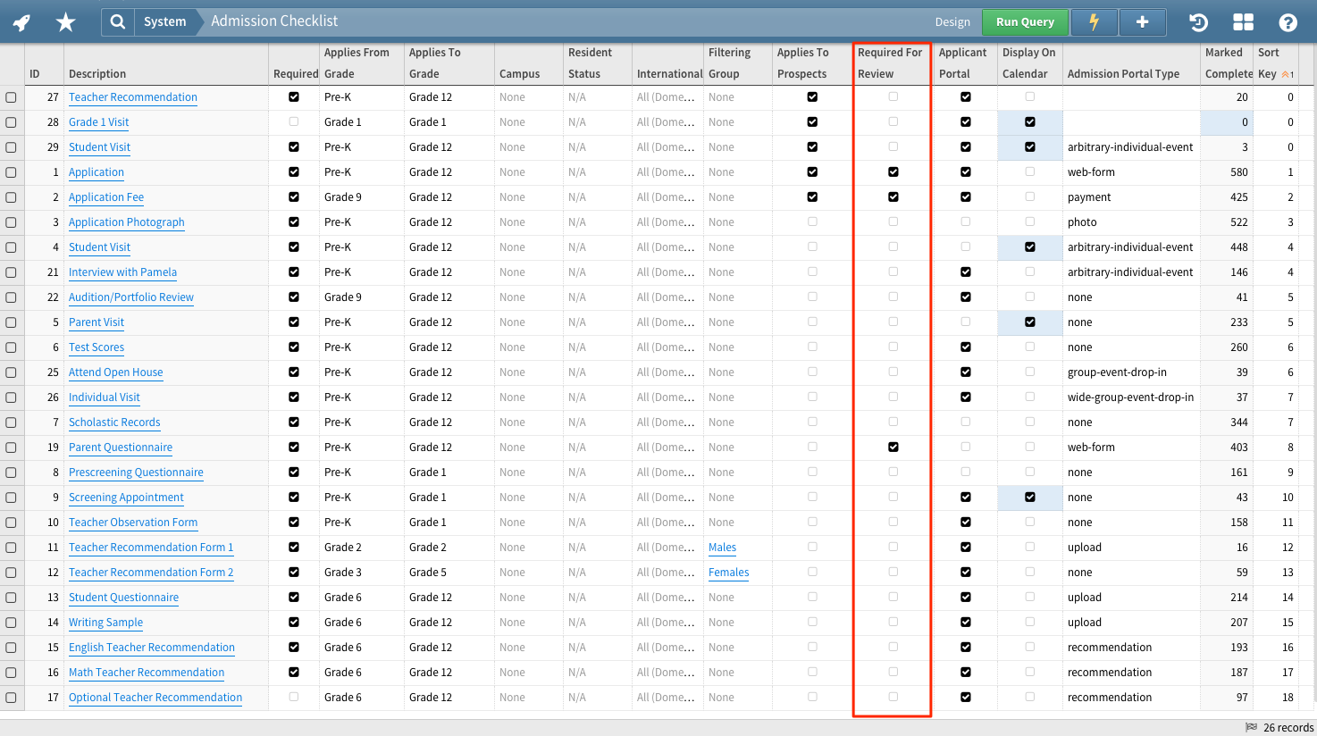 Prospect Checklist Item Configuration