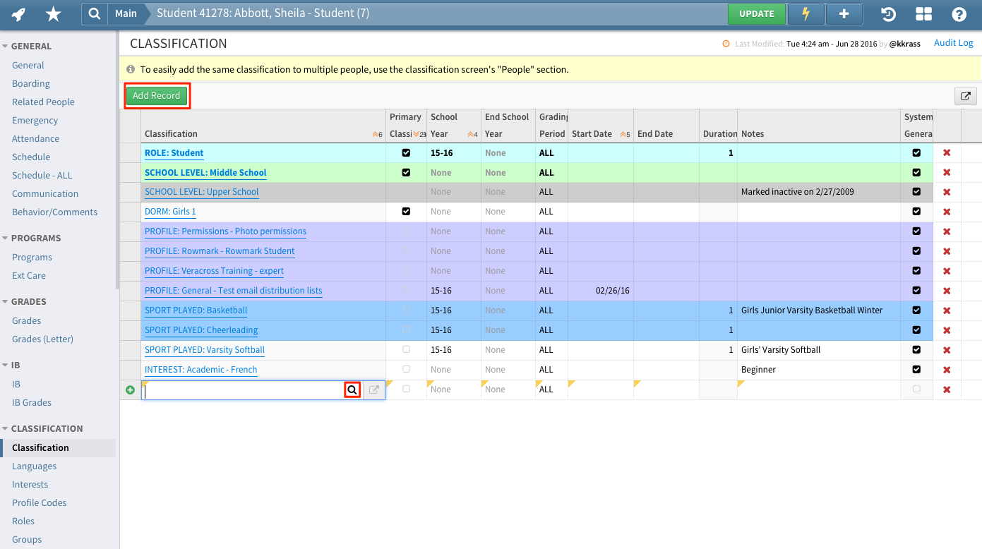 Adding School Awards to Person Classifications