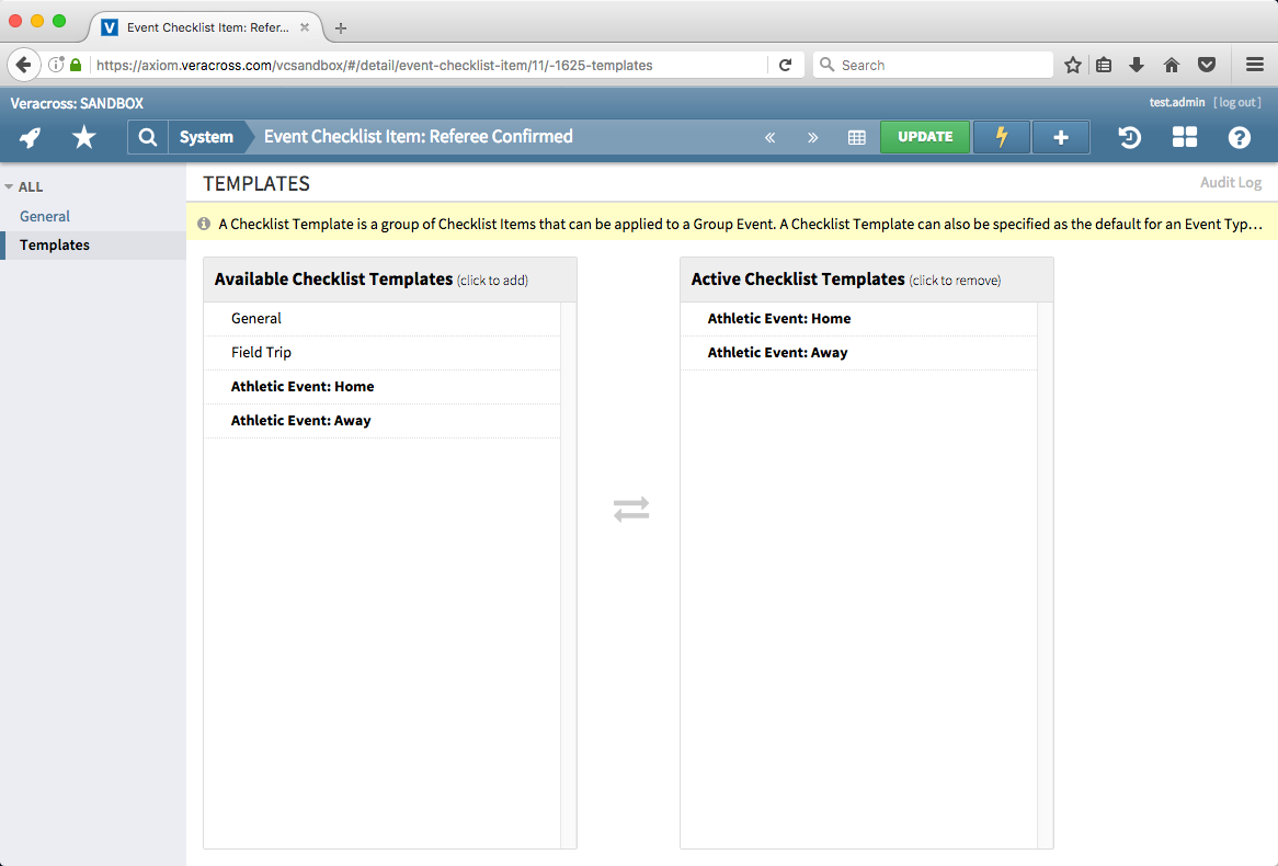 Configuration for Event Type, Checklist and Email Notifications in ...