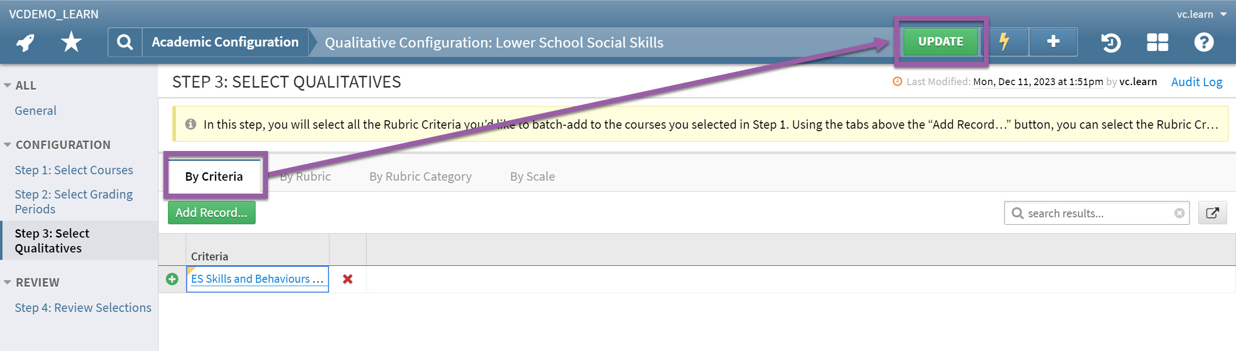 Course Qualitative Configuration Workflow