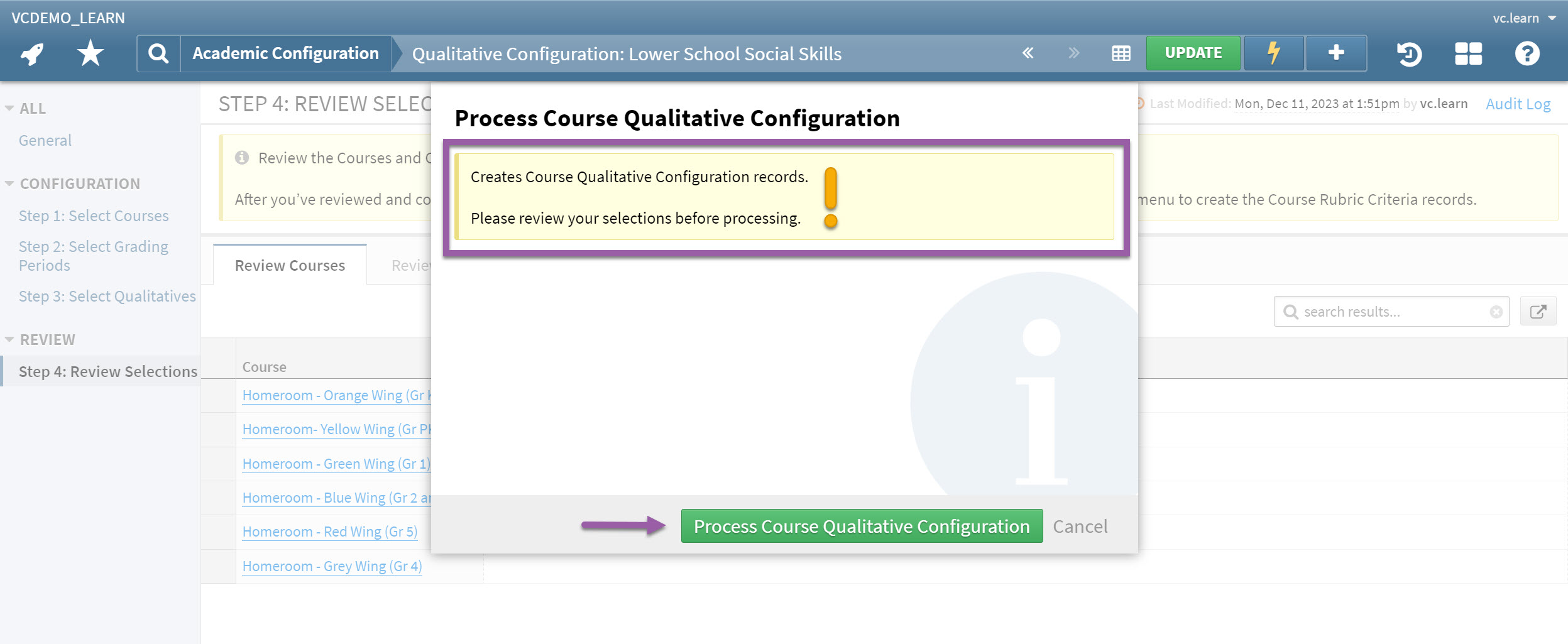 Course Qualitative Configuration Workflow