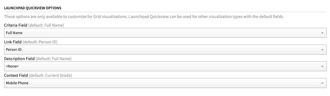 Query Design: Launchpad Quickview