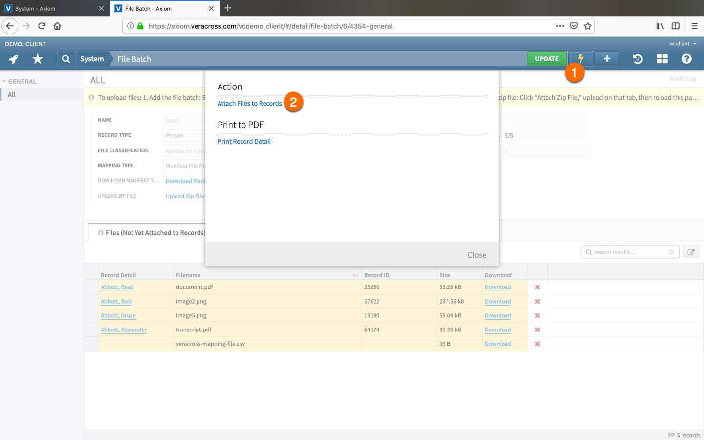 Adding Files to People in Batch