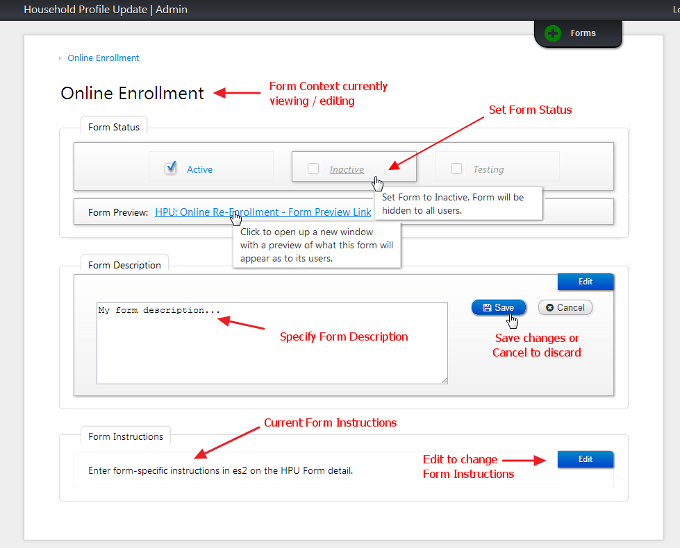 HPU Form Configuration