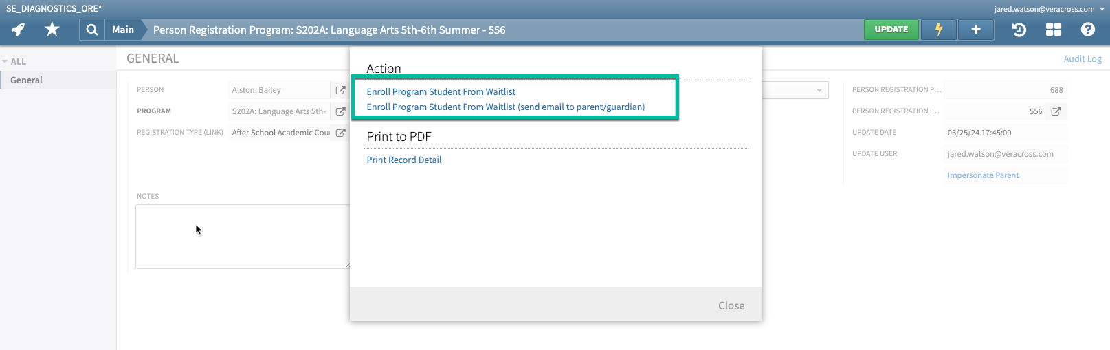 Waitlist Management for Other Program Registration