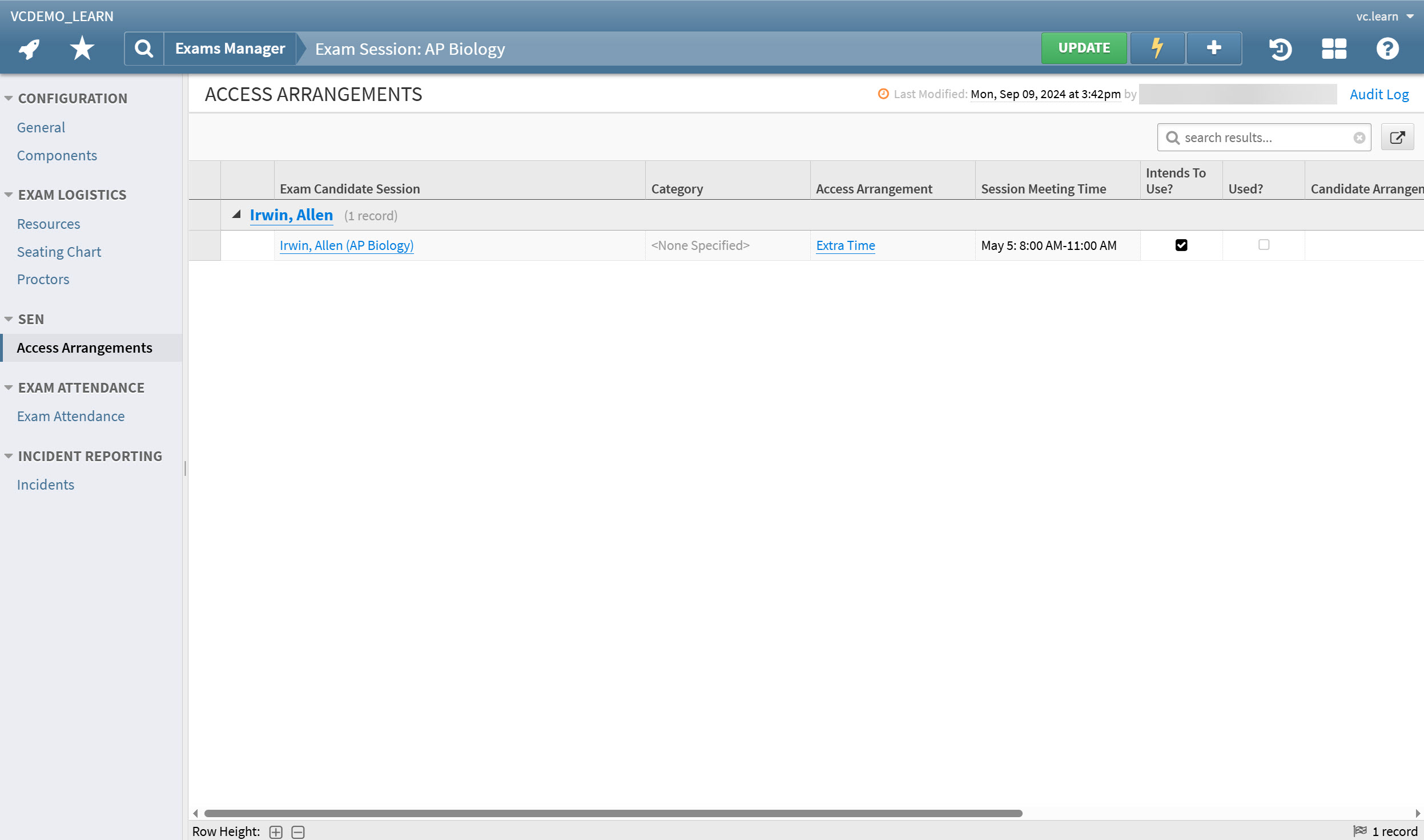 Workflow: Tracking Access Arrangements on Exam Day