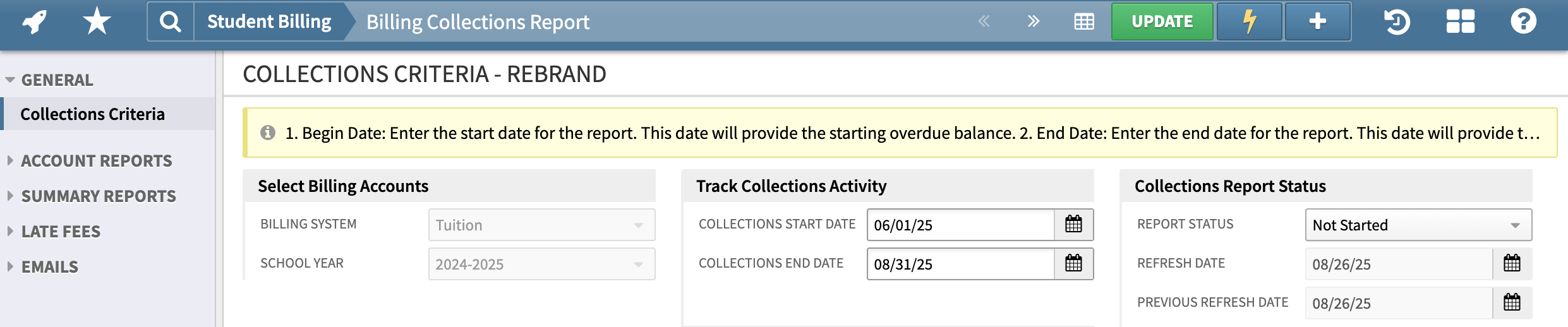 Collections Aging Reports in Student Billing - Axiom
