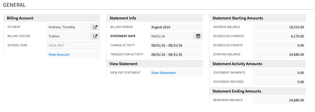 Billing Statement Record Overview